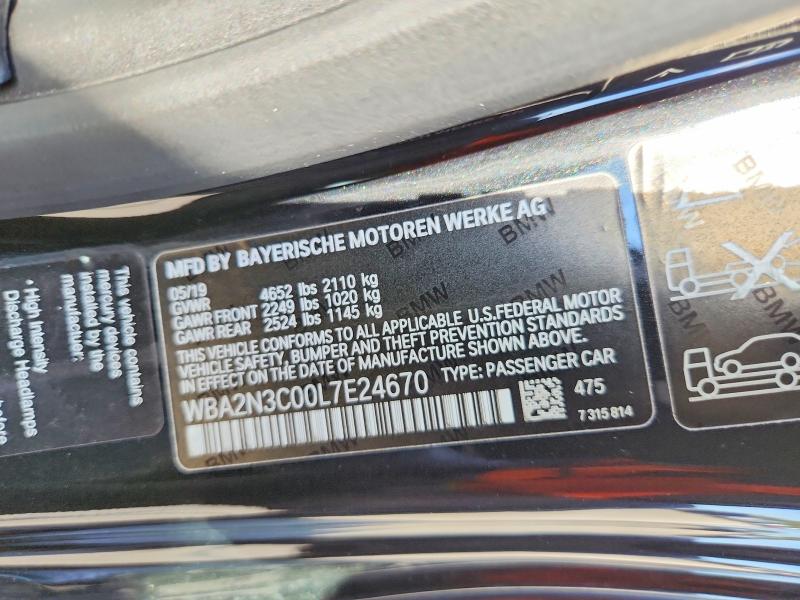67417196 :رقم المزاد ، WBA2N3C00L7E24670 vin ، 2020 Bmw M240xi مزاد بيع