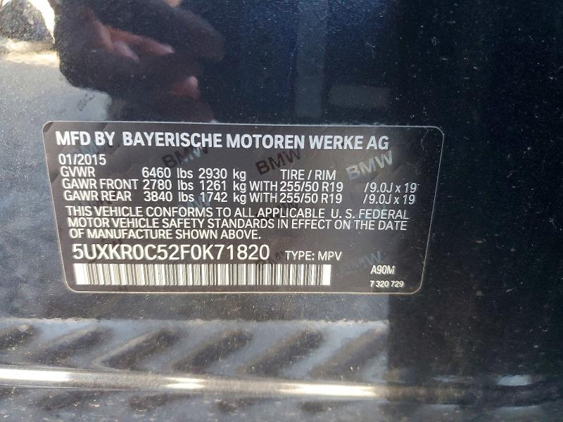 70836446 :رقم المزاد ، 5UXKR0C52F0K71820 vin ، 2015 Bmw X5 مزاد بيع