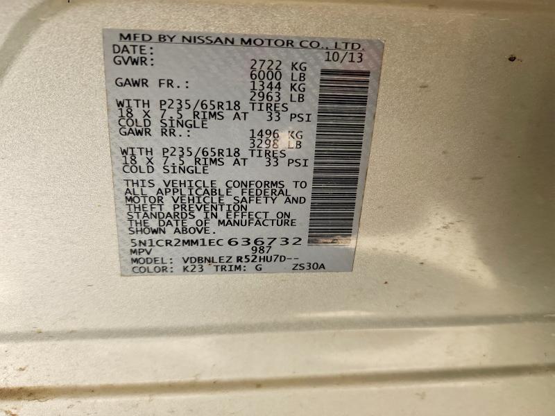 Продаж на аукціоні авто 2014 Nissan Pathfinder Hybrid, vin: 5N1CR2MM1EC636732, номер лоту: 70100296