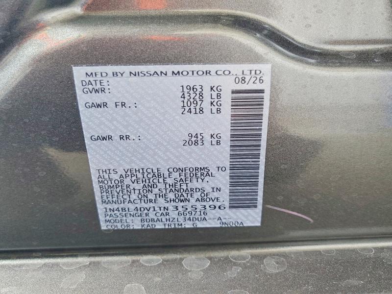 Продаж на аукціоні авто 2026 Nissan Altima, vin: 1N4BL4DV1TN355396, номер лоту: 69740516