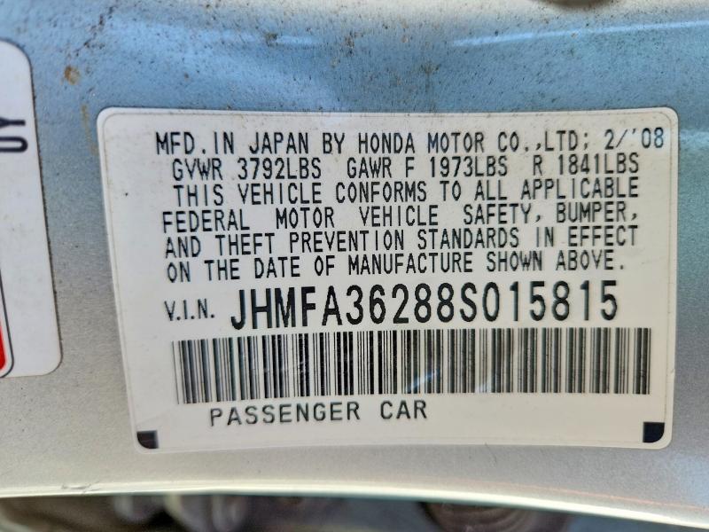 Продажа на аукционе авто 2008 Honda Civic, vin: JHMFA36288S015815, номер лота: 69442816