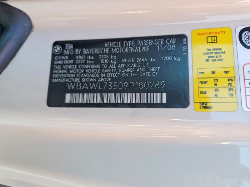 69644136 :رقم المزاد ، WBAWL73509P180289 vin ، 2009 Bmw 335 مزاد بيع