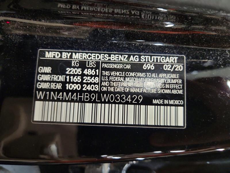 68710746 :رقم المزاد ، W1N4M4HB9LW033429 vin ، 2020 Mercedes-benz Glb مزاد بيع