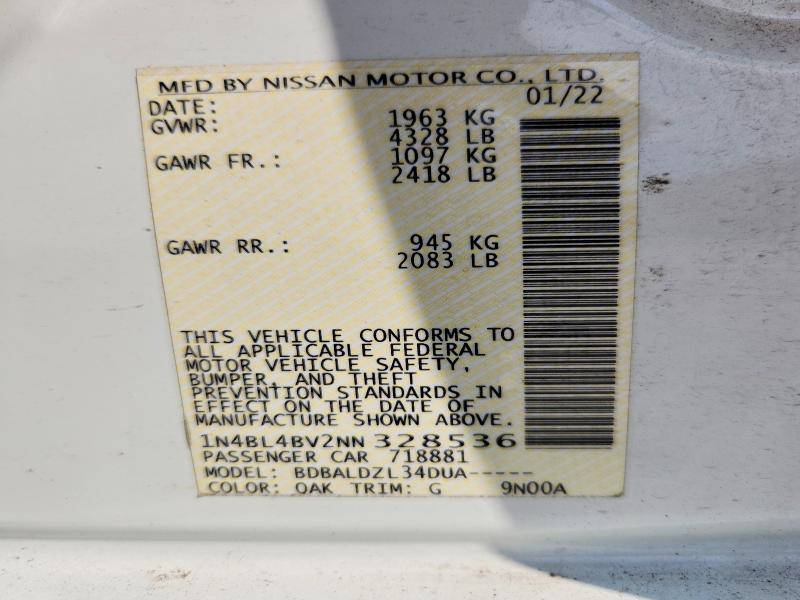 Продаж на аукціоні авто 2022 Nissan Altima, vin: 1N4BL4BV2NN328536, номер лоту: 68721216