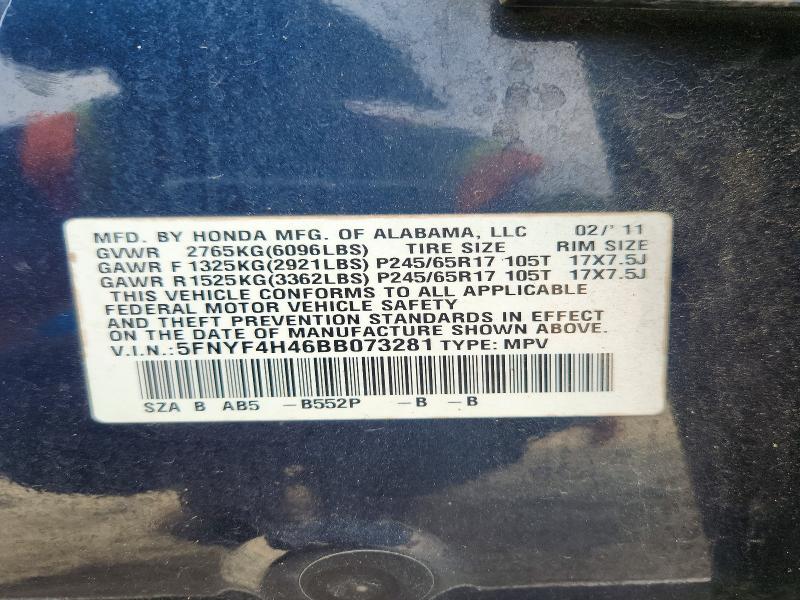 Продажа на аукционе авто 2011 Honda Pilot, vin: 5FNYF4H46BB073281, номер лота: 69619926