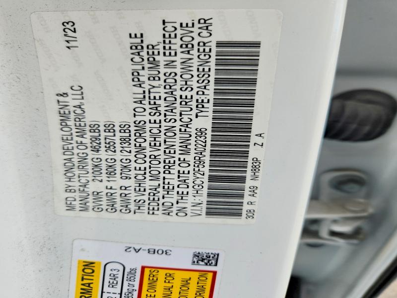 Aukcja sprzedaży 2024 Honda Accord, vin: 1HGCY2F59RA022396, numer aukcji: 68104596