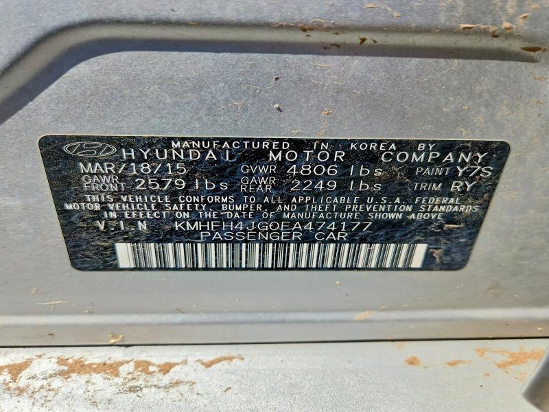 2015 Hyundai Azera მანქანა იყიდება აუქციონზე, vin: KMHFH4JG0FA474177, აუქციონის ნომერი: 67644706