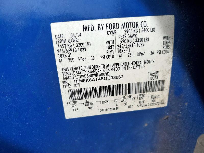 Продаж на аукціоні авто 2014 Ford Explorer, vin: 1FM5K8AT4EGC38662, номер лоту: 70466916