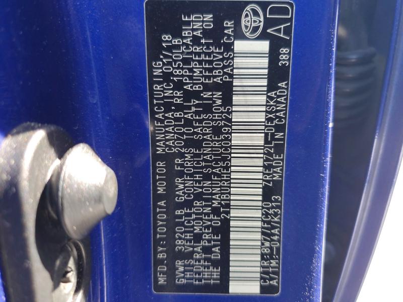 Продажа на аукционе авто 2018 Toyota Corolla, vin: 2T1BURHE5JC039725, номер лота: 70664796