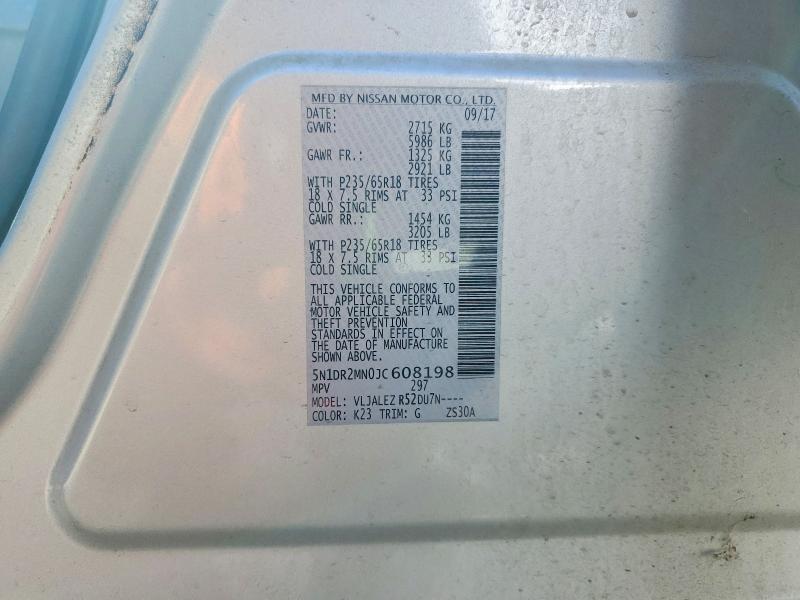 69031036 :رقم المزاد ، 5N1DR2MN0JC608198 vin ، 2018 Nissan Pathfinder مزاد بيع