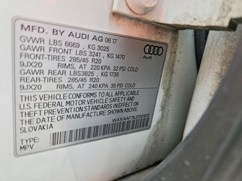 Aukcja sprzedaży 2018 Audi Q7, vin: WA1VAAF76JD001820, numer aukcji: 67753186
