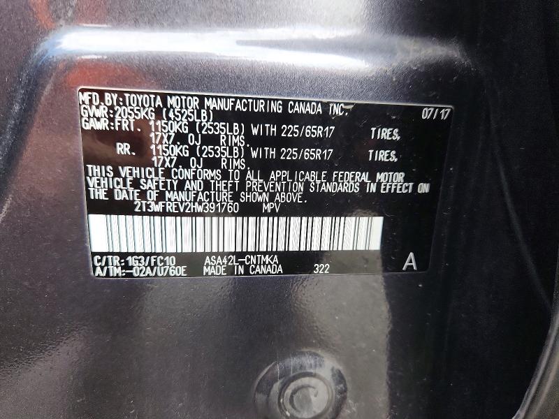 Aukcja sprzedaży 2017 Toyota Rav4, vin: 2T3WFREV2HW391760, numer aukcji: 69393516