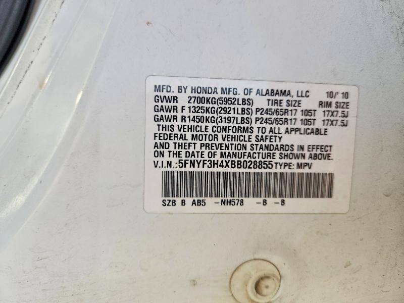 Продажа на аукционе авто 2011 Honda Pilot, vin: 5FNYF3H4XBB028855, номер лота: 69896866