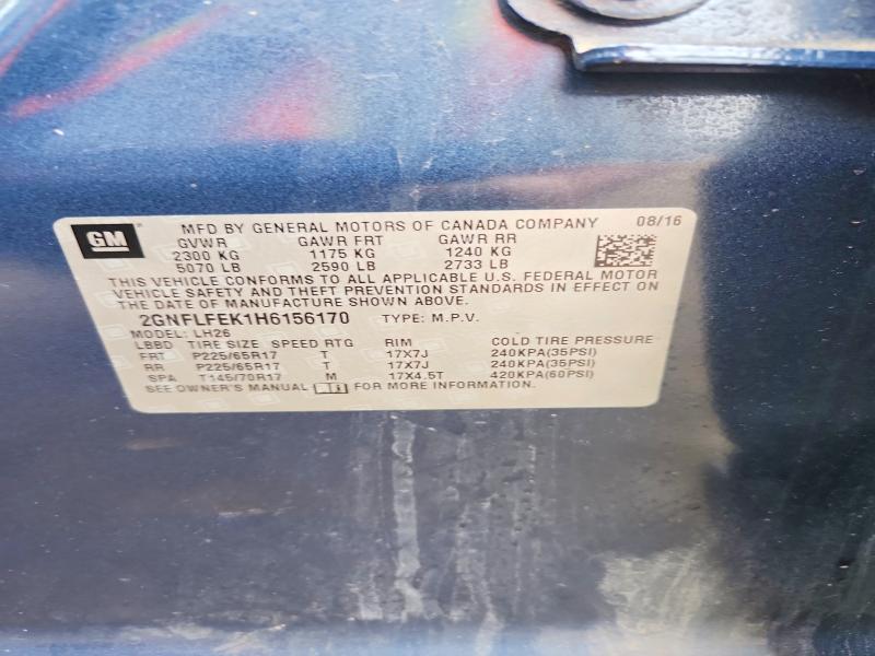 Aukcja sprzedaży 2017 Chevrolet Equinox, vin: 2GNFLFEK1H6156170, numer aukcji: 68945706
