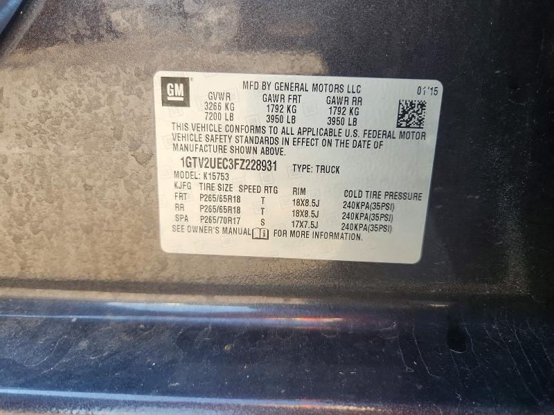67718516 :رقم المزاد ، 1GTV2UEC3FZ228931 vin ، 2015 Gmc Sierra مزاد بيع