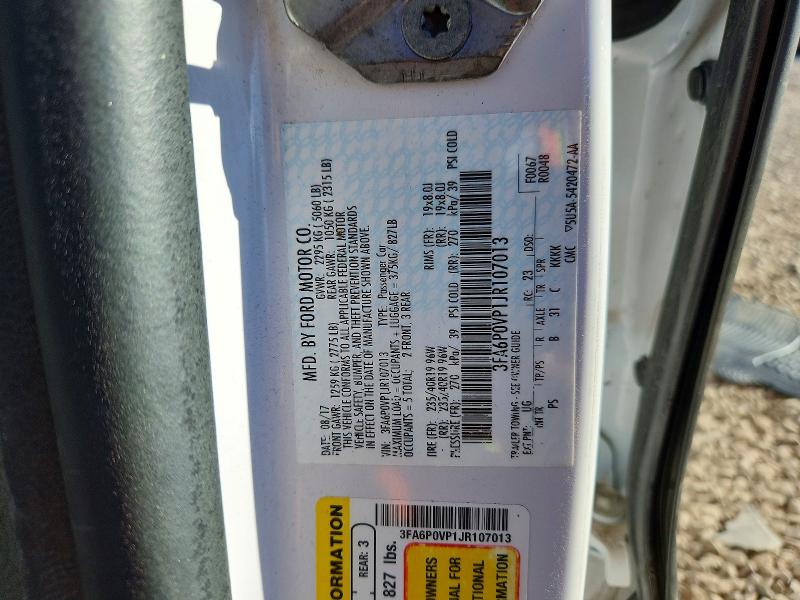 Aukcja sprzedaży 2018 Ford Fusion, vin: 3FA6P0VP1JR107013, numer aukcji: 69405386