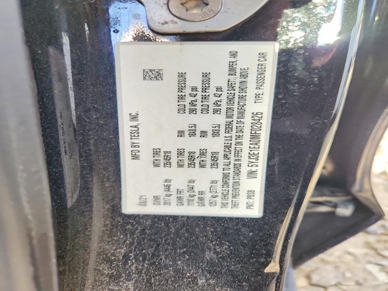 69377366 :رقم المزاد ، 5YJ3E1EA0MF028426 vin ، 2021 Tesla Model 3 مزاد بيع