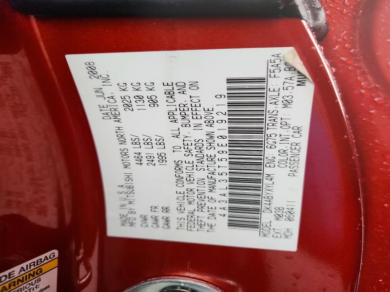Продажа на аукционе авто 2009 Mitsubishi Eclipse, vin: 4A3AL35T59E019219, номер лота: 70677316