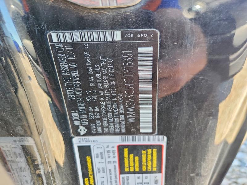 Продаж на аукціоні авто 2012 Mini Cooper, vin: WMWSV3C54CTY18351, номер лоту: 71104276