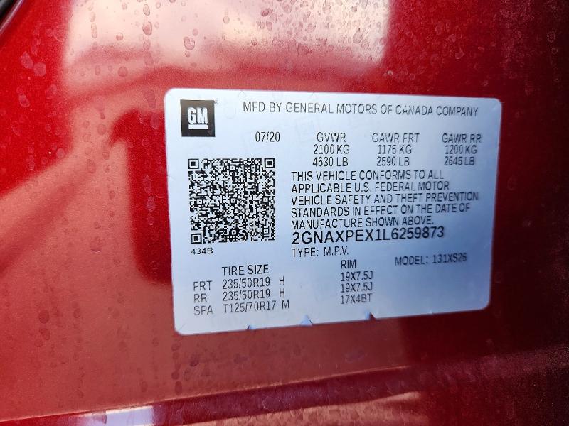 Продажа на аукционе авто 2020 Chevrolet Equinox, vin: 2GNAXPEX1L6259873, номер лота: 69454266