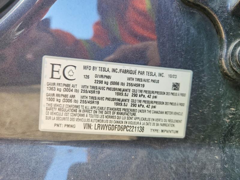 Aukcja sprzedaży 2023 Tesla Model Y, vin: LRWYGDFD6PC221138, numer aukcji: 66166066