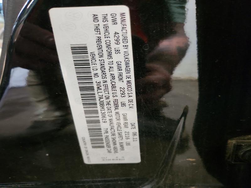 2011 Volkswagen Jetta მანქანა იყიდება აუქციონზე, vin: 3VWLL7AJ0BM130619, აუქციონის ნომერი: 66982786