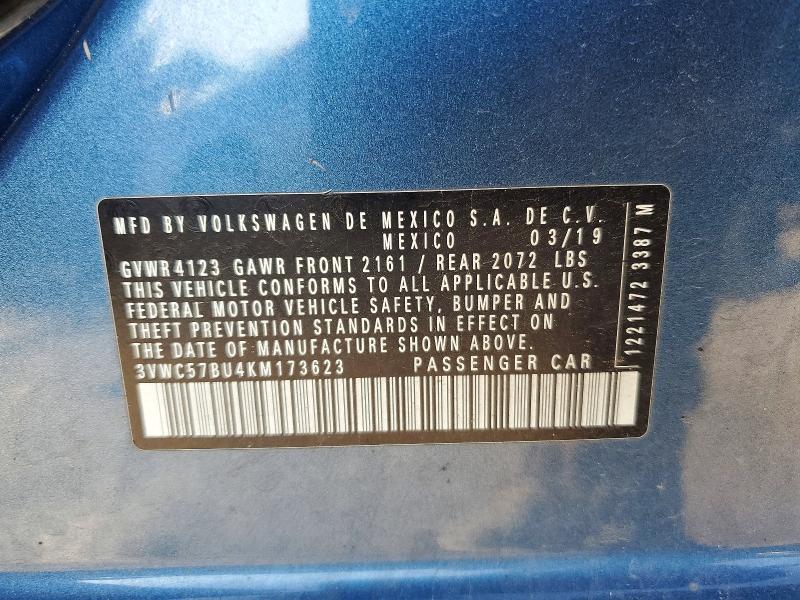 67362756 :رقم المزاد ، 3VWC57BU4KM173623 vin ، 2019 Volkswagen Jetta مزاد بيع
