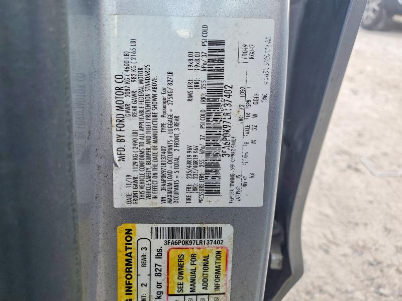 Aukcja sprzedaży 2020 Ford Fusion, vin: 3FA6P0K97LR137402, numer aukcji: 70484796