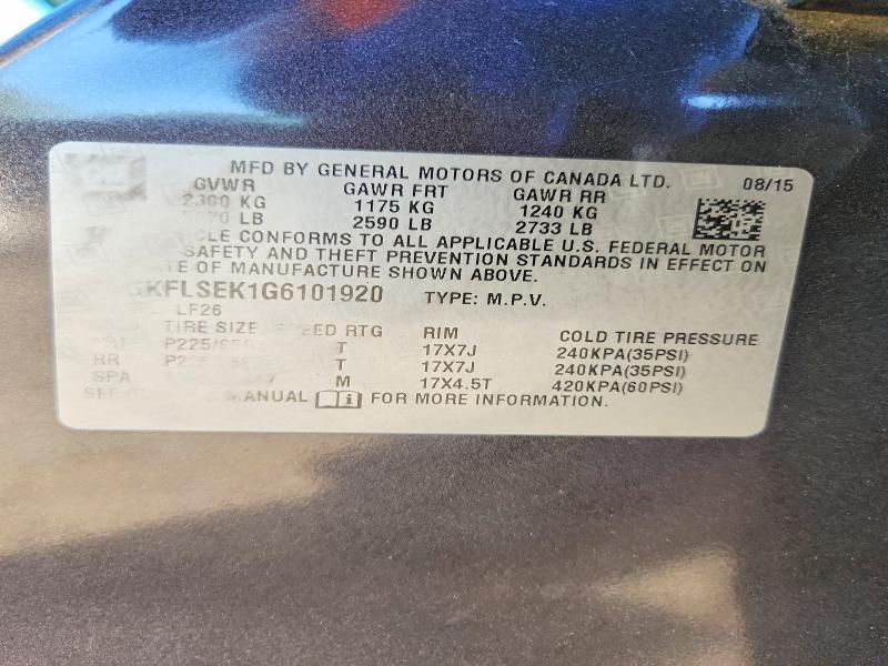 2016 Gmc Terrain მანქანა იყიდება აუქციონზე, vin: 2GKFLSEK1G6101920, აუქციონის ნომერი: 68386386