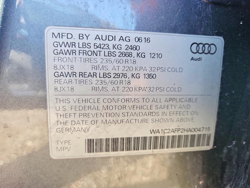 Aukcja sprzedaży 2017 Audi Q5, vin: WA1C2AFP2HA004715, numer aukcji: 67602426
