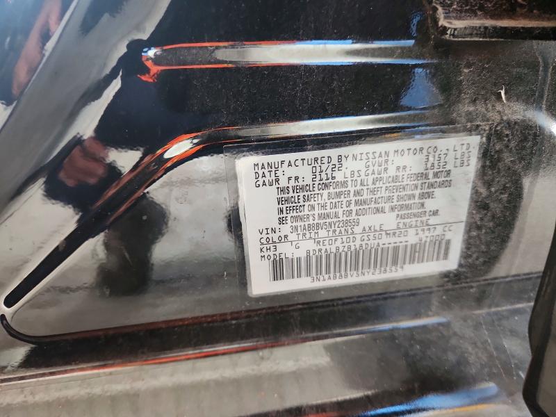 69578056 :رقم المزاد ، 3N1AB8BV5NY238559 vin ، 2022 Nissan Sentra مزاد بيع