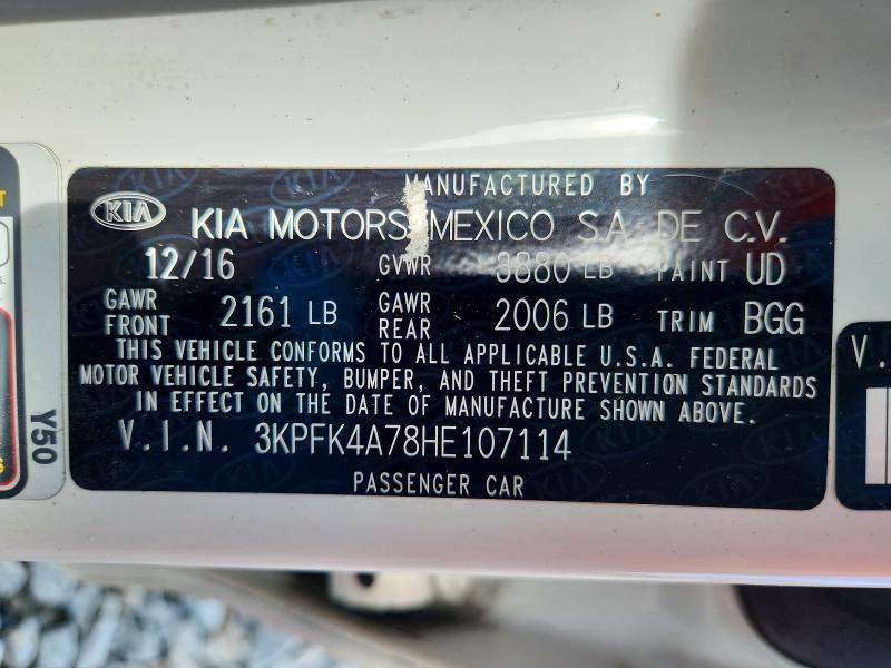 2017 Kia Forte მანქანა იყიდება აუქციონზე, vin: 3KPFK4A78HE107114, აუქციონის ნომერი: 69721006