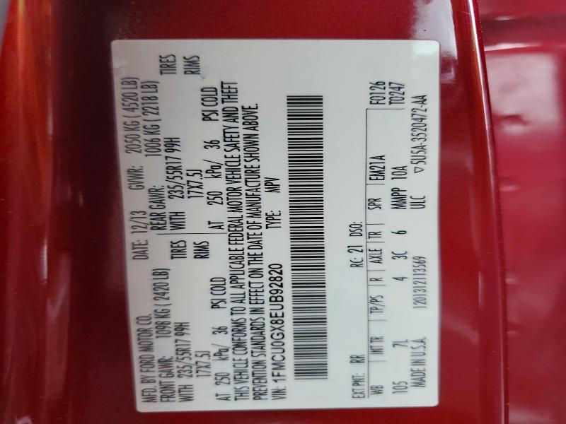 Продажа на аукционе авто 2014 Ford Escape, vin: 1FMCU0GX8EUB92820, номер лота: 70128666