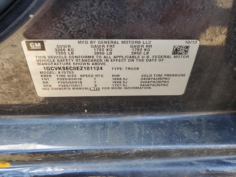 Aukcja sprzedaży 2014 Chevrolet Silverado, vin: 1GCVKSEC8EZ181124, numer aukcji: 68392016