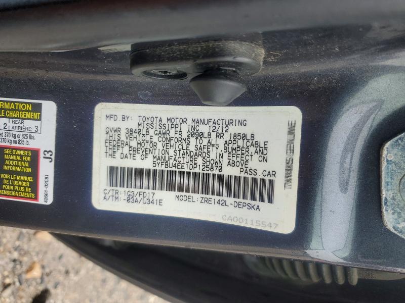Продажа на аукционе авто 2013 Toyota Corolla, vin: 5YFBU4EE1DP125870, номер лота: 68083766