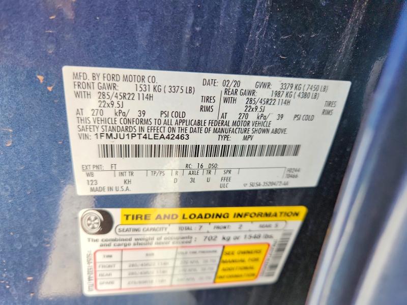 Aukcja sprzedaży 2020 Ford Expedition, vin: 1FMJU1PT4LEA42463, numer aukcji: 70772536