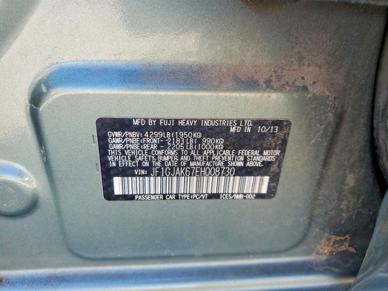 Продаж на аукціоні авто 2014 Subaru Impreza, vin: JF1GJAK67EH008730, номер лоту: 70811506