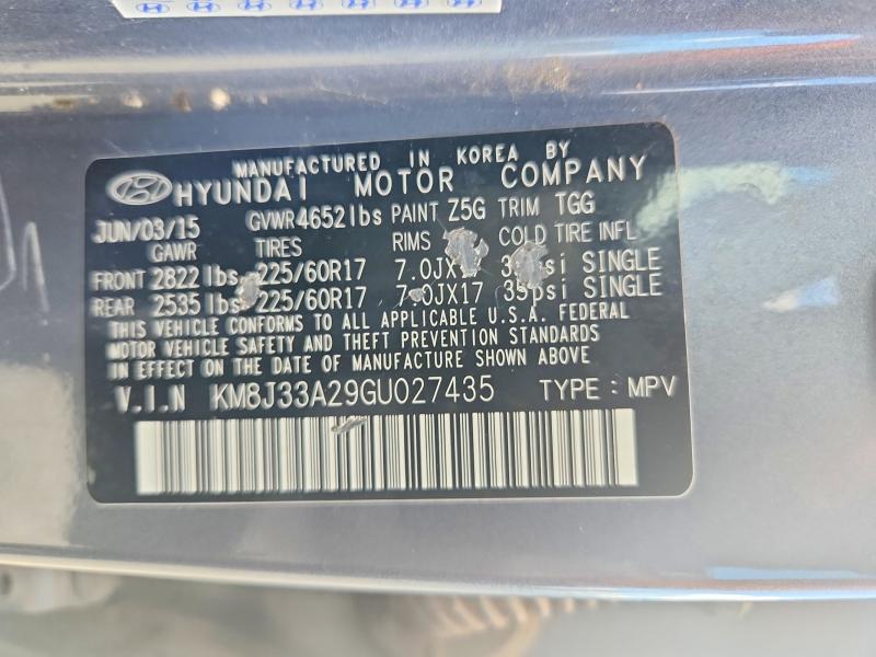 Продажа на аукционе авто 2016 Hyundai Tucson, vin: KM8J33A29GU027435, номер лота: 69734716