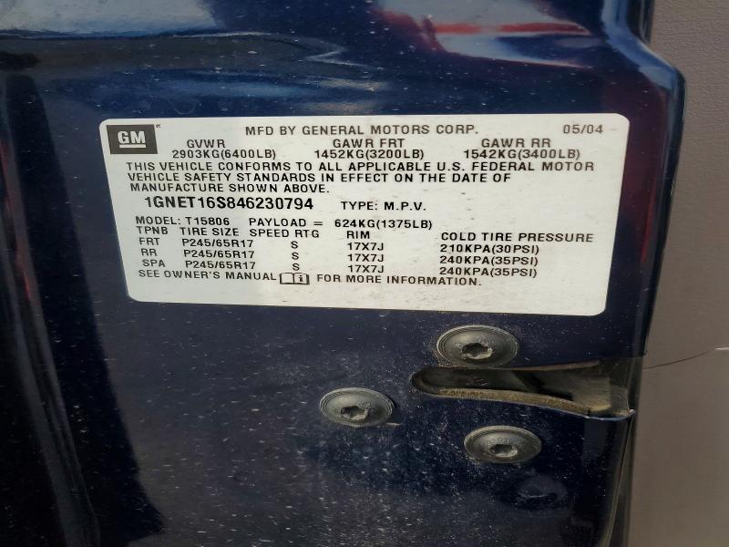 Aukcja sprzedaży 2004 Chevrolet Trailblazer, vin: 1GNET16S846230794, numer aukcji: 67617376