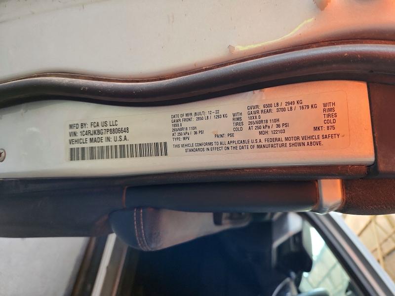 69850296 :رقم المزاد ، 1C4RJKBG7P8806648 vin ، 2023 Jeep Grand Cherokee مزاد بيع