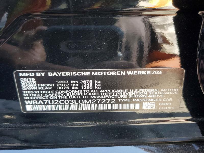 Продаж на аукціоні авто 2020 Bmw 750, vin: WBA7U2C03LGM27272, номер лоту: 69786806