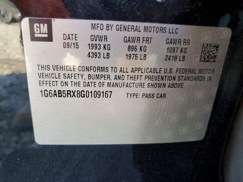 2016 Cadillac Ats მანქანა იყიდება აუქციონზე, vin: 1G6AB5RX8G0109167, აუქციონის ნომერი: 67399046