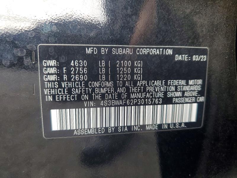 2023 Subaru Legacy მანქანა იყიდება აუქციონზე, vin: 4S3BWAF62P3015763, აუქციონის ნომერი: 69828666