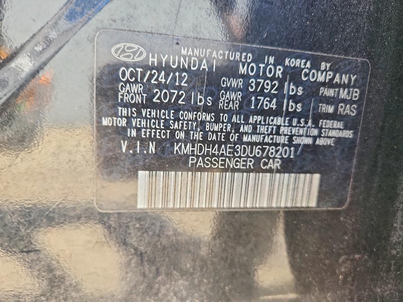 Aukcja sprzedaży 2013 Hyundai Elantra, vin: KMHDH4AE3DU678201, numer aukcji: 69428636