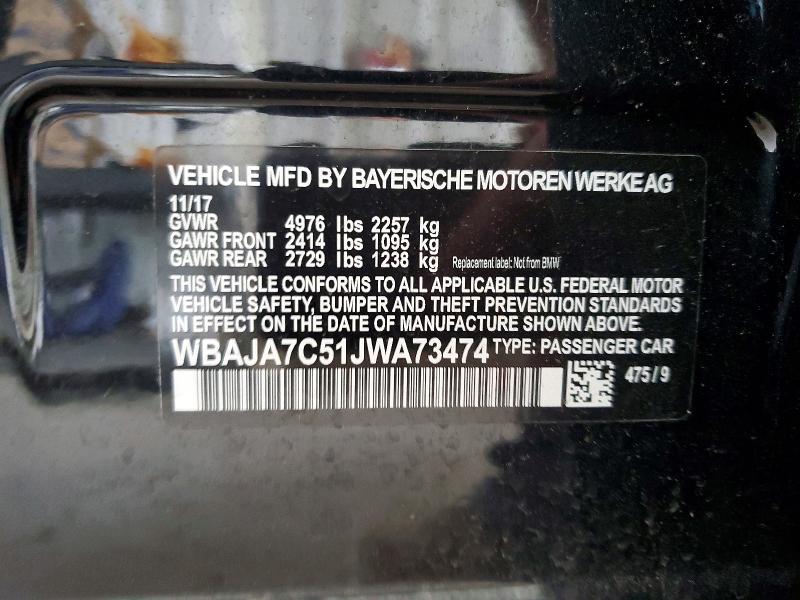 Aukcja sprzedaży 2018 Bmw 530, vin: WBAJA7C51JWA73474, numer aukcji: 67484246