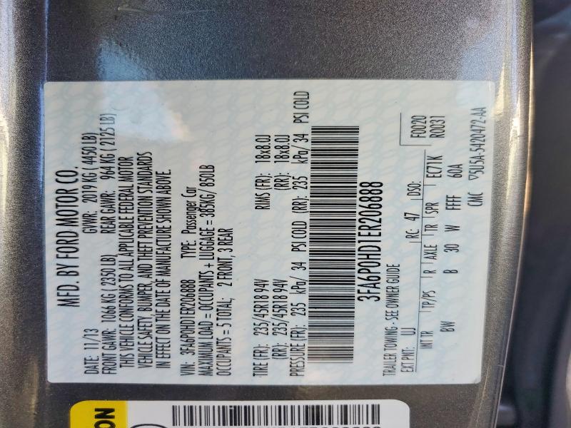 Продаж на аукціоні авто 2014 Ford Fusion, vin: 3FA6P0HD1ER206888, номер лоту: 68219316