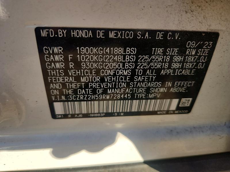 2024 Honda Hr-v მანქანა იყიდება აუქციონზე, vin: 3CZRZ2H59RM728445, აუქციონის ნომერი: 70361326