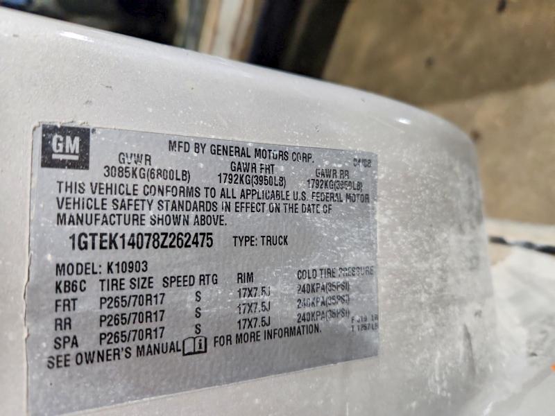 70726246 :رقم المزاد ، 1GCEK19068Z219657 vin ، 2008 Chevrolet Silverado مزاد بيع