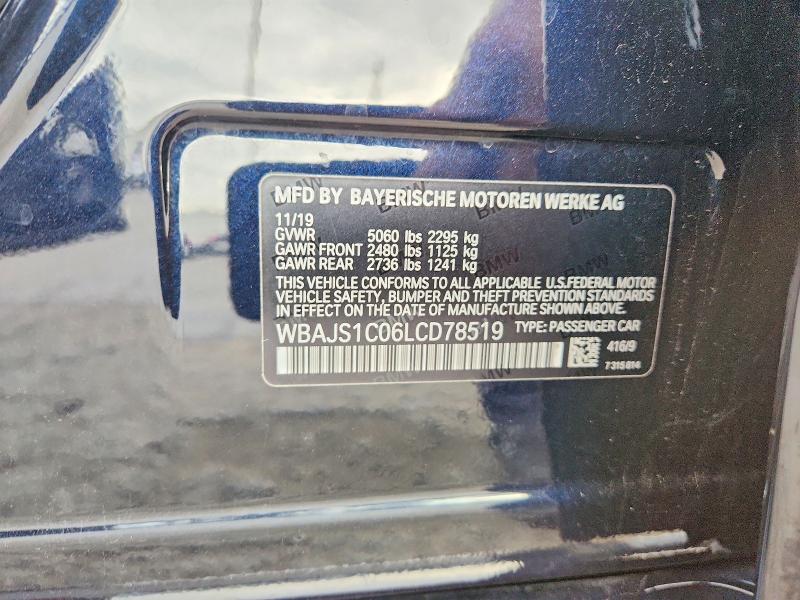 Aukcja sprzedaży 2020 Bmw 540, vin: WBAJS1C06LCD78519, numer aukcji: 68176656