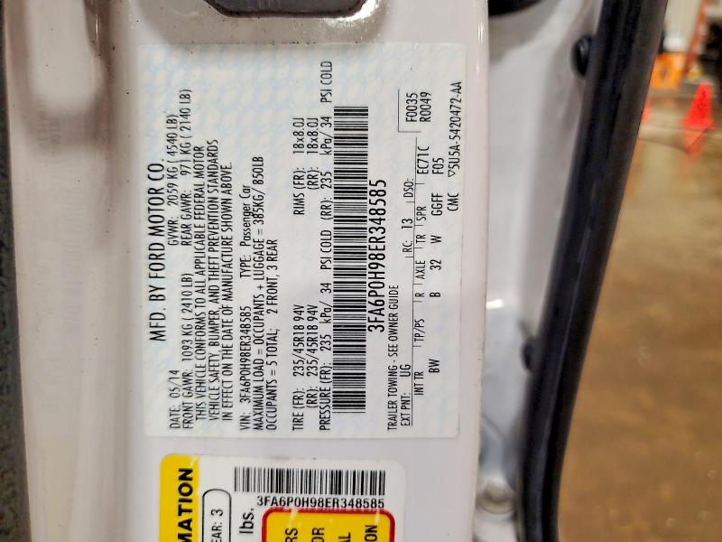 Продажа на аукционе авто 2014 Ford Fusion, vin: 3FA6P0H98ER348585, номер лота: 69376266